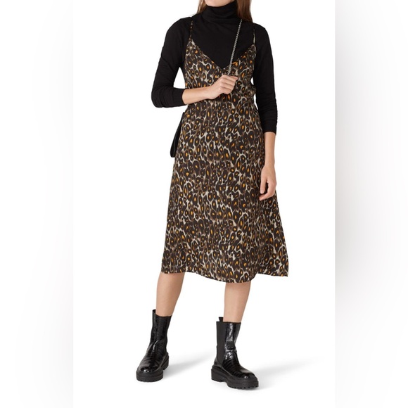 R13 Leopard Midi Slip Dress - Picture 1 of 6